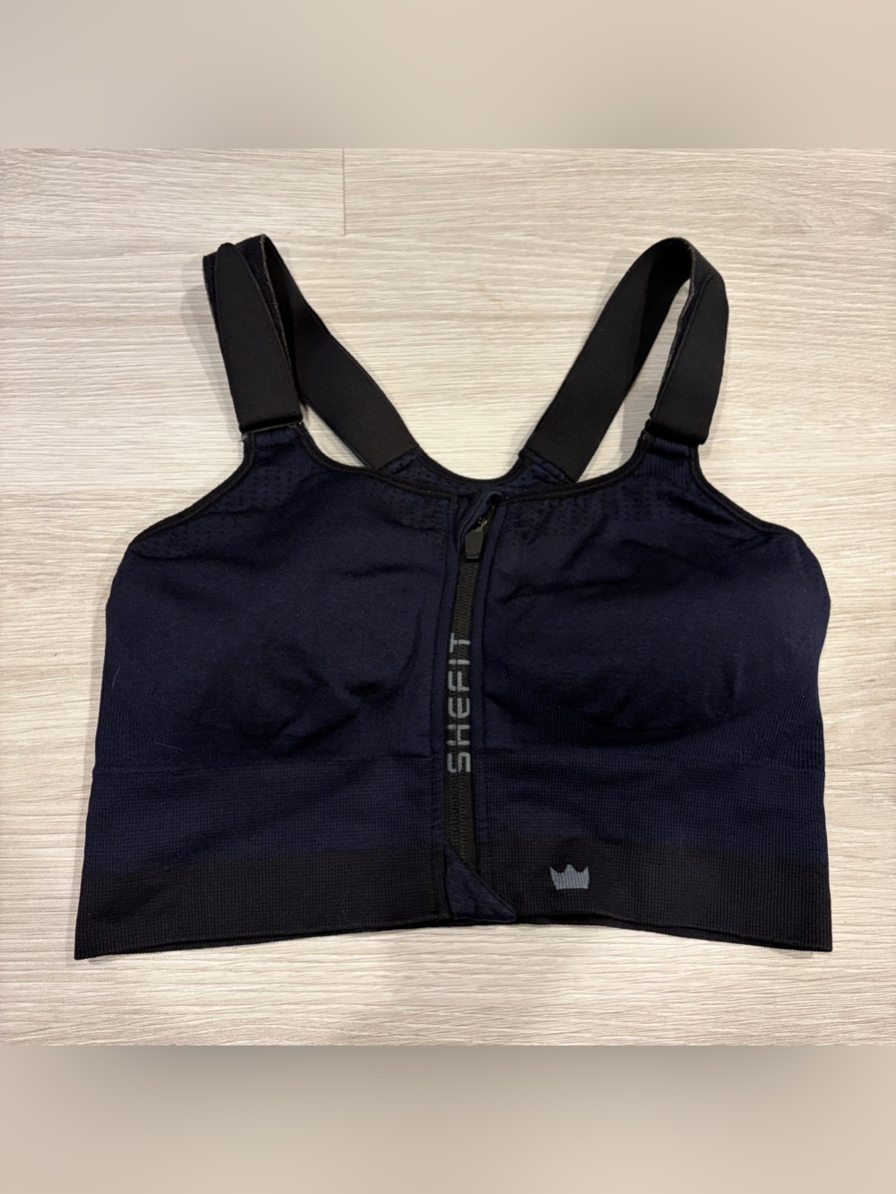 Shefit Women’s Navy Low Impact Front-Zip Sports Bra - 1Luxe